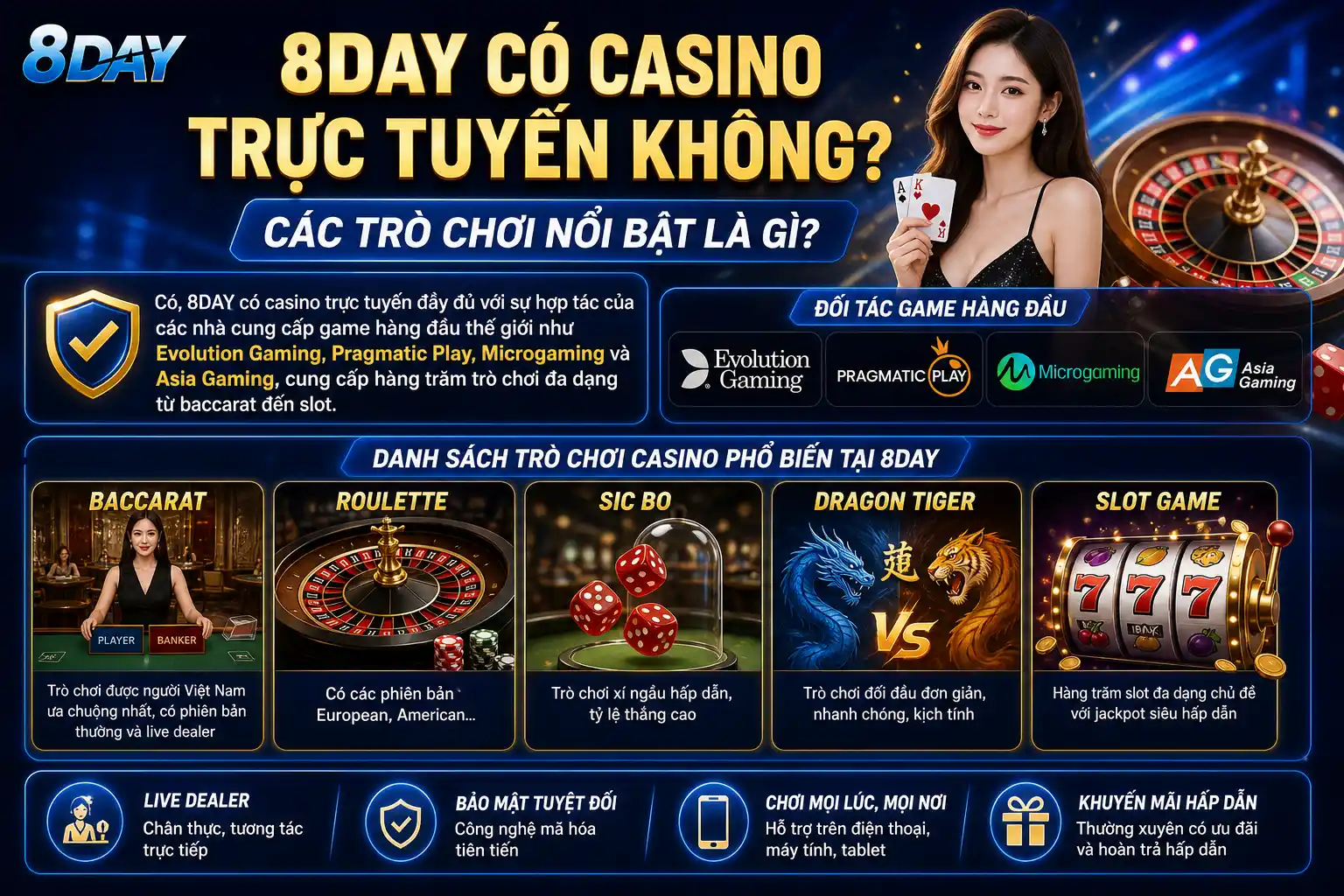 8DAY Có Casino Trực Tuyến Không? Các Trò Chơi Nổi Bật Là Gì? 