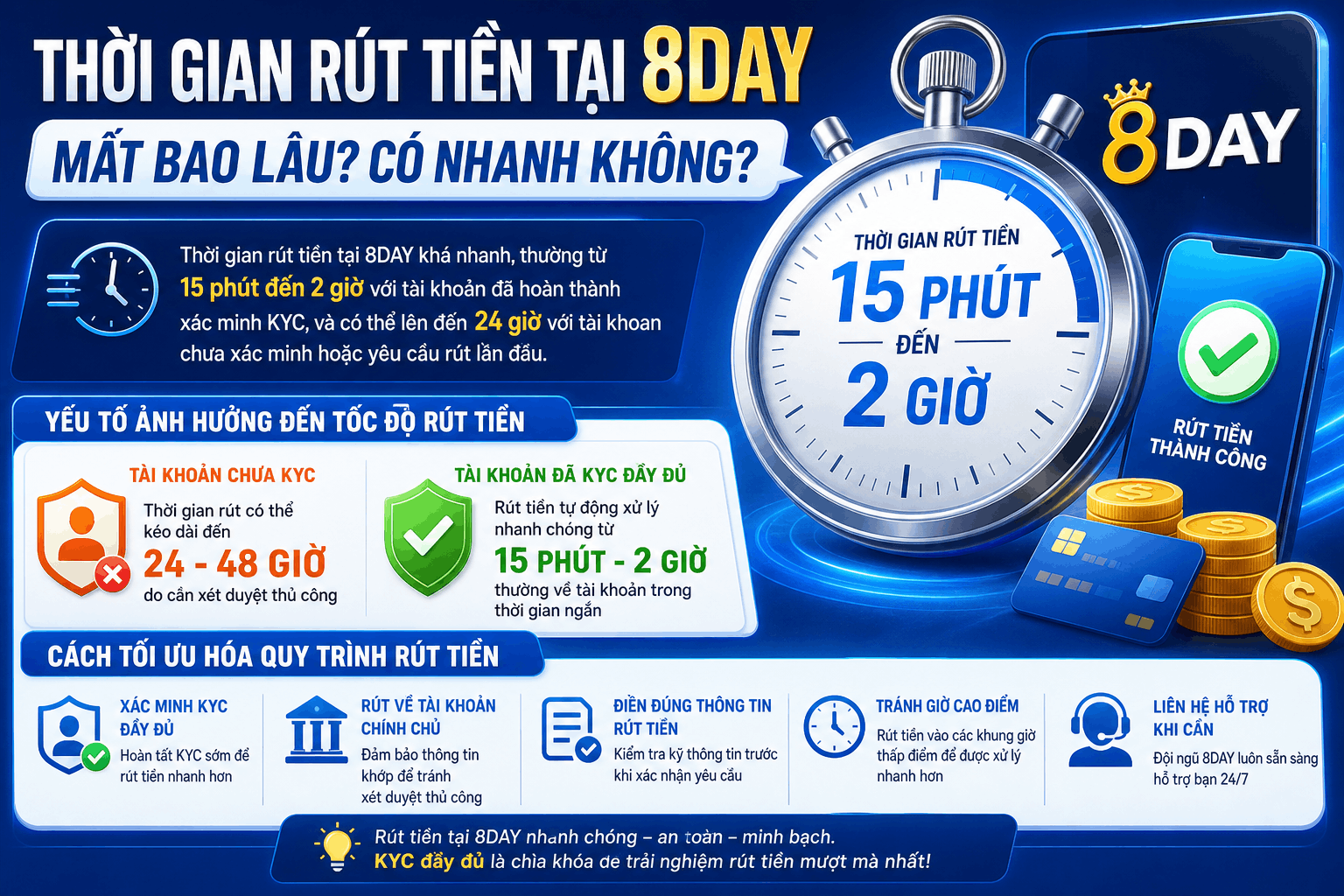 Thời Gian Rút Tiền Tại 8DAY Mất Bao Lâu? Có Nhanh Không?